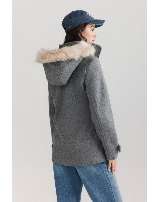 꼬르떼피엘 스프링필드 퍼 후드 지퍼 플랩 포켓 코트 8234665 GRIS 그레이 착용컷