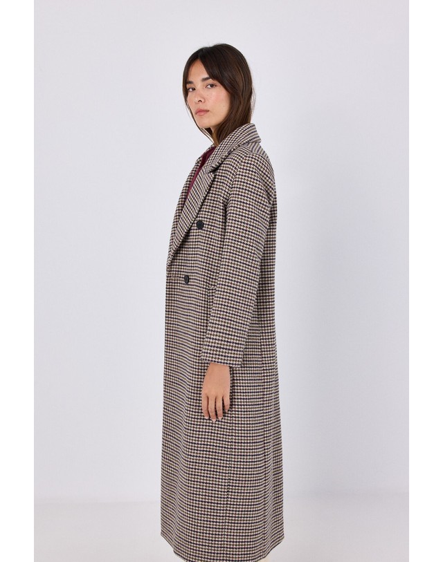 꼬르떼피엘 꼬르떼피엘 체크 롱 코트 6504263 ESTAMPADO VERDE 멀티컬러 착용컷