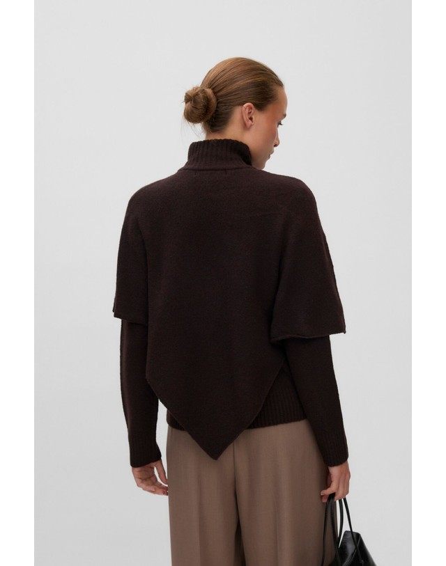 꼬르떼피엘 베로모다 케이프 하이넥 니트 스웨터 3764409 MARRON OSCURO 초콜릿 착용컷