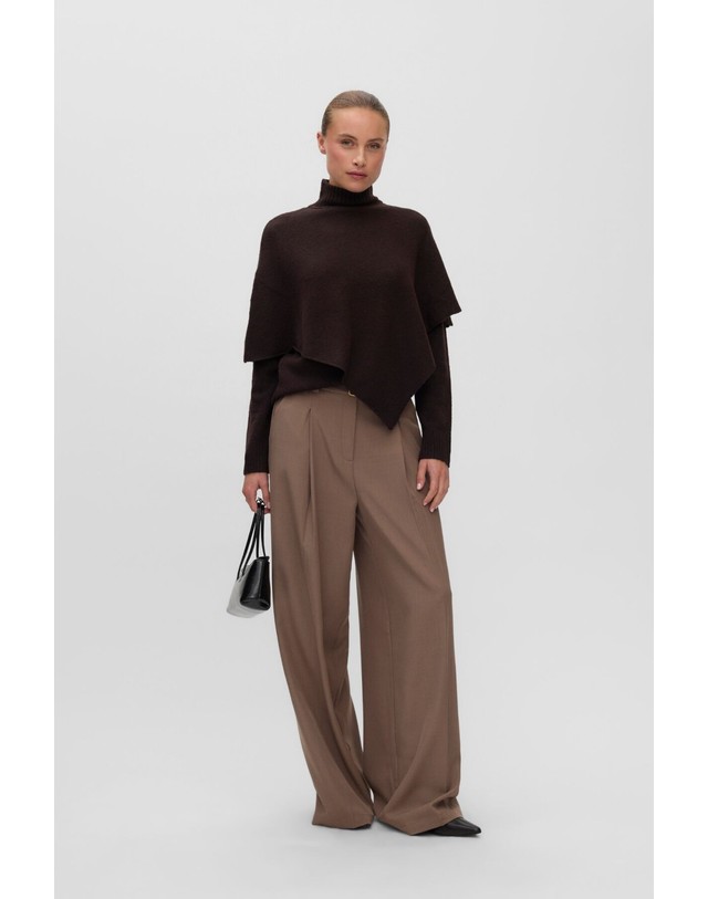 꼬르떼피엘 베로모다 케이프 하이넥 니트 스웨터 3764409 MARRON OSCURO 초콜릿 착용컷