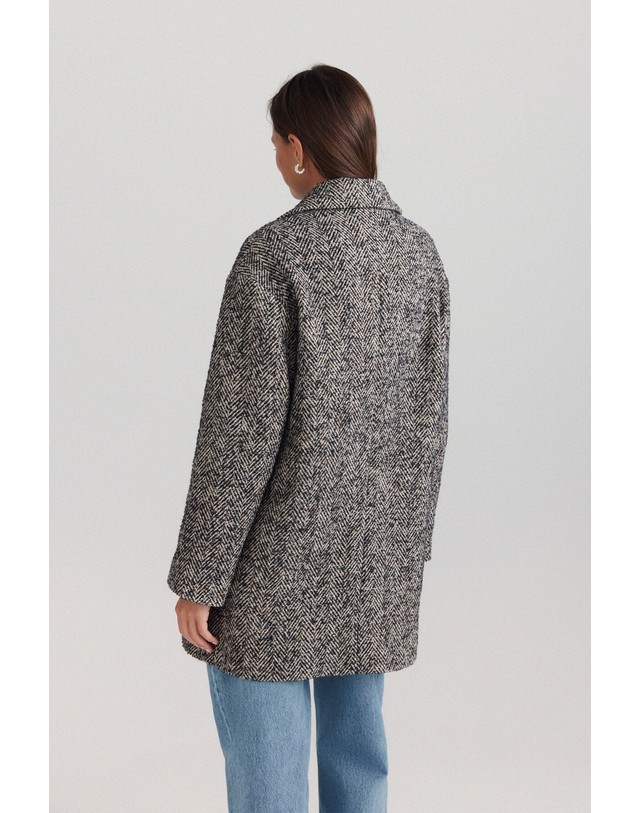 꼬르떼피엘 스프링필드 오버사이즈 헤링본 더블 코트 8234660 BEIGE 그레이 착용컷