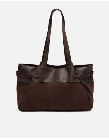 미사코 스웨이드 이펙트 콤비 숄더백 Richo-5300452133017 BROWN