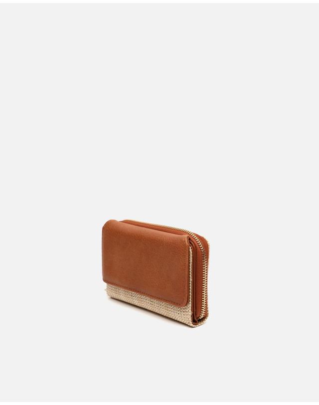 미사코 미사코 라피아 이펙트 라지 장지갑 Rayi-5200307118018 CAMEL 카멜 착용컷