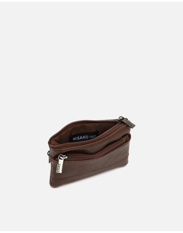 미사코 미사코 지퍼 동전 파우치 미니 지갑 Saulo-5300442133010 BROWN 브라운 착용컷