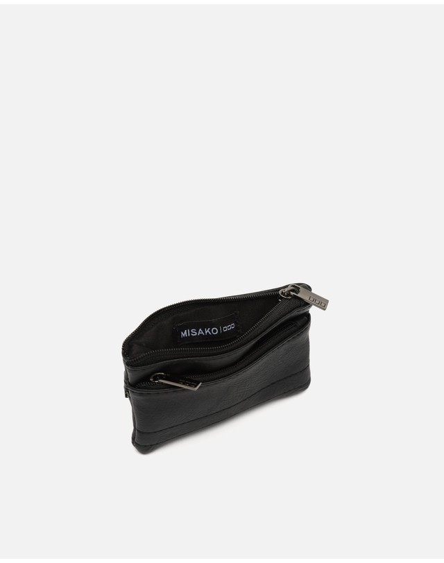 미사코 미사코 지퍼 동전 지갑 미니 파우치 Saulo-5300442002019 BLACK 블랙 착용컷