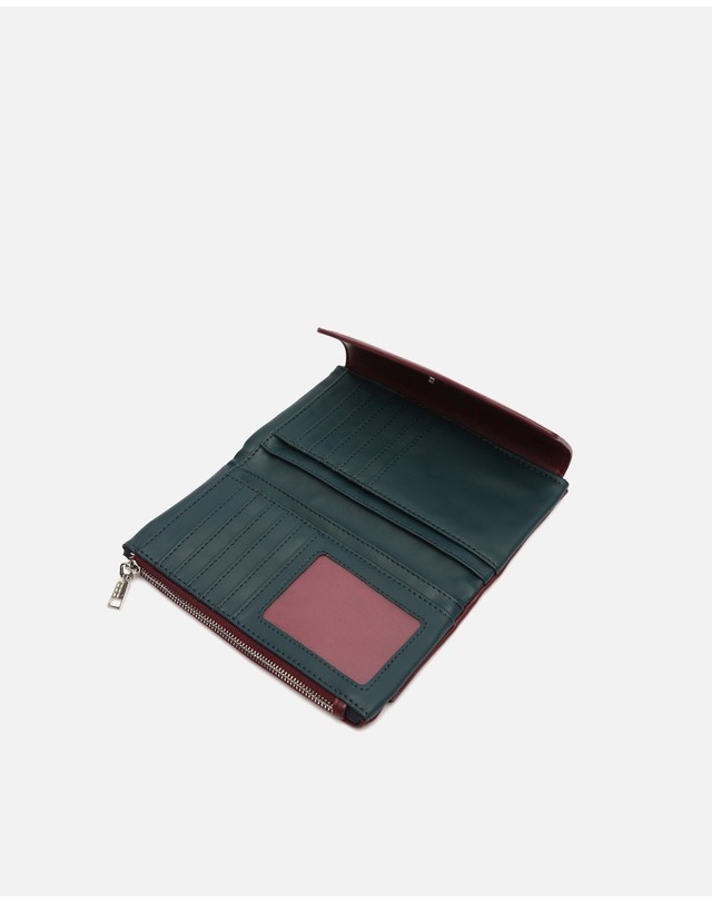 미사코 미사코 심플 플랩 대형 장지갑 Cino-5300250169010 BURGUNDY 레드 착용컷