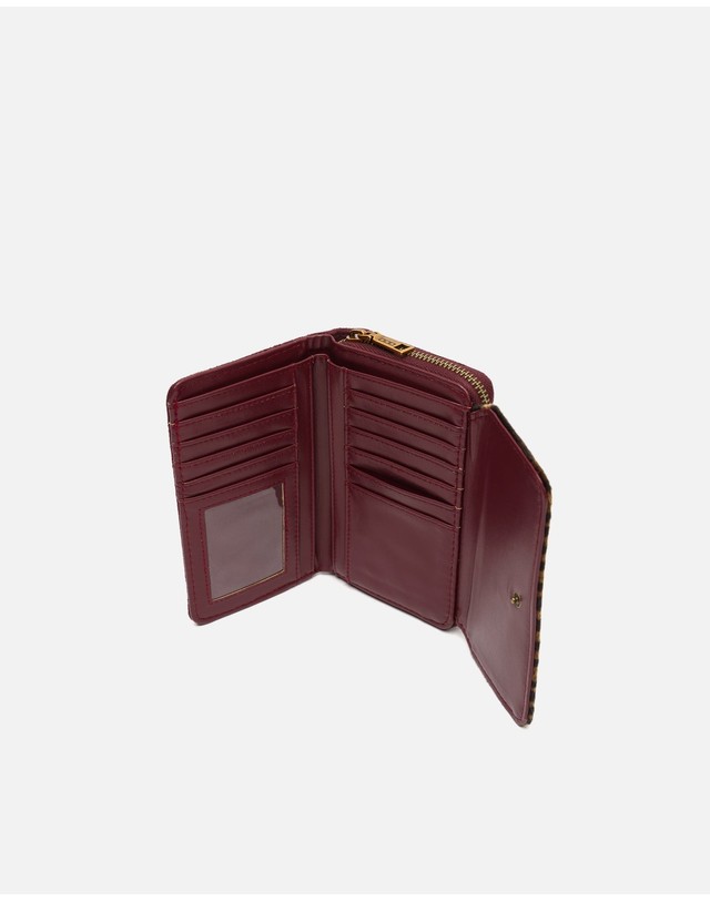 미사코 미사코 애니멀 프린트 스웨이드 반지갑 Mider-5300425169012 BURGUNDY 레드 착용컷