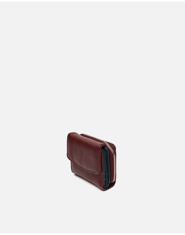 미사코 미사코 플랩 지퍼 미니 파우치 지갑 Cino-5300251169019 BURGUNDY 레드 착용컷