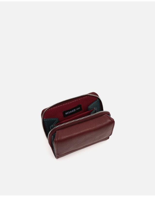 미사코 미사코 플랩 지퍼 미니 파우치 지갑 Cino-5300251169019 BURGUNDY 레드 착용컷