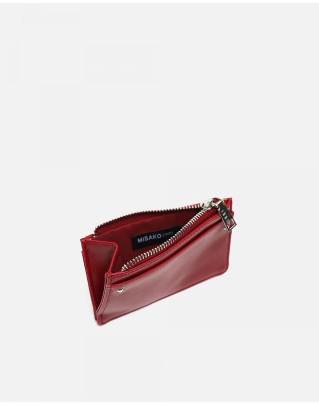 미사코 미사코 지퍼 멀티포켓 카드 지갑 Aluci-5100399169014 BURGUNDY 레드 착용컷