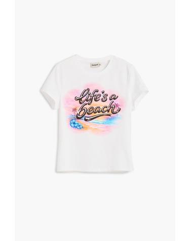 데시구알 그래픽 프린트 화이트 반팔 티셔츠 26SWTKYS1000 ONE COLOR