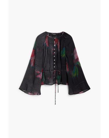 데시구알 픽셀 플라워 쉬폰 블라우스 26SWBW072006 MULTICOLOR