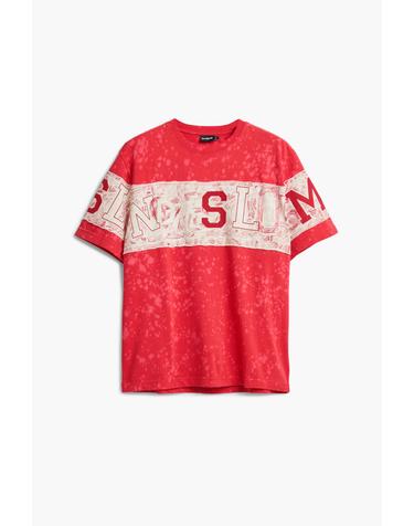 데시구알 레터링 그래픽 레드 반팔 니트 티셔츠 26SMTK083204 ONE COLOR