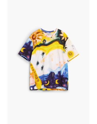 데시구알 코스모스 프린트 반팔 티셔츠 26WMTK045000 ONE COLOR