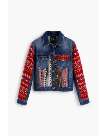 데시구알 에스닉 프린트 데님 자켓 26WWED055008 BLUE DENIM COMBINED