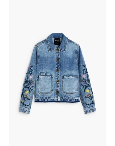 데시구알 플로럴 자수 레귤러핏 데님 자켓 26WWED105053 MEDIUM WASHED BLUE
