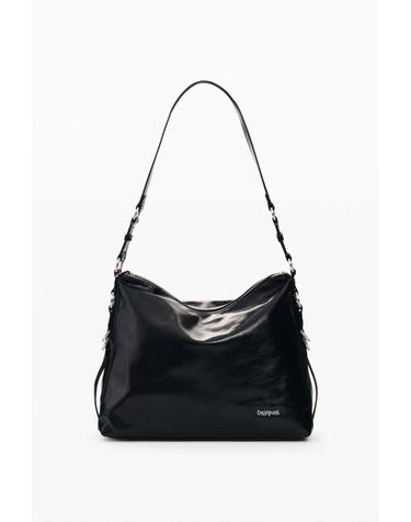 데시구알 페이크 레더 지퍼 미디엄 숄더백 26WAXP662000 PLAIN BLACK