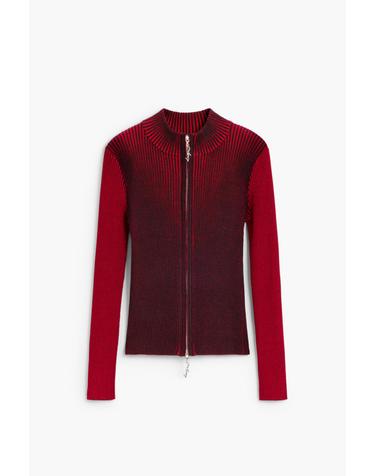 데시구알 슬림핏 하이넥 집업 니트 스웨터 26WWJF223092 BICOLOR RED