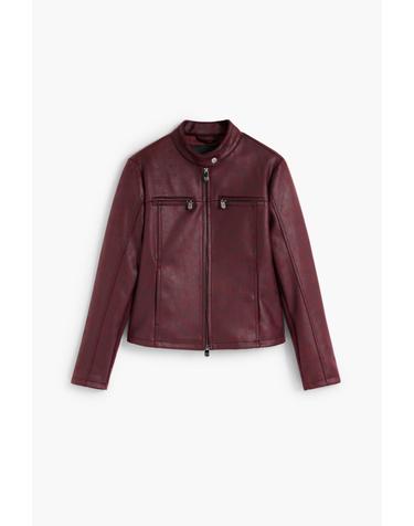 데시구알 페이크 레더 바이커 자켓 26WWEW093099 DARK BURGUNDY