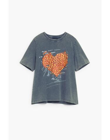데시구알 하트 그래픽 라운드넥 반팔 티셔츠 26WWTKXL2000 ONE COLOR