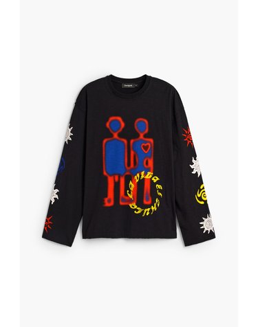 데시구알 그래픽 프린트 라운드넥 긴팔 티셔츠 26WMTK342000 ONE COLOR