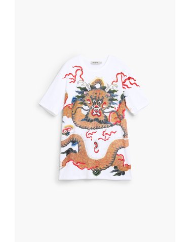 데시구알 드래곤 프린트 라운드넥 반팔 티셔츠 26WMTK401015 ONE COLOR