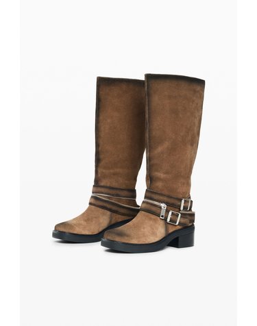 데시구알 스웨이드 버클 스트랩 롱 부츠 26WSTL016011 BROWN