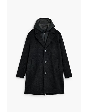 데시구알 울 혼방 후드 싱글 코트 27SMEW022006 DARK GRAY