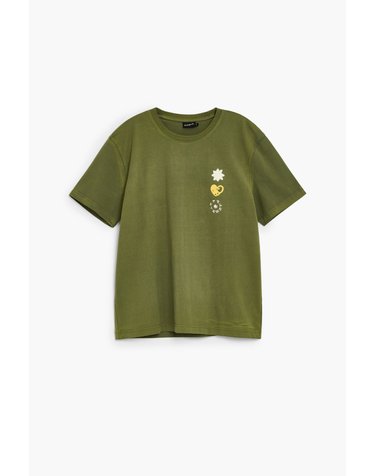 데시구알 워시드 라운드넥 코튼 반팔 티셔츠 27SMTK024016 POND GREEN