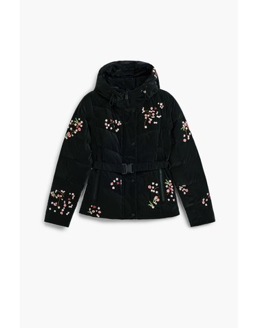 데시구알 플로럴 후드 벨트 패딩 자켓 27SWEWX42000 BLACK, BLACK