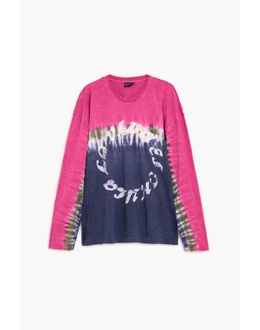 데시구알 오버사이즈 타이다이 긴팔 티셔츠 27SMTK113008 PINK AND NAVY BLUE