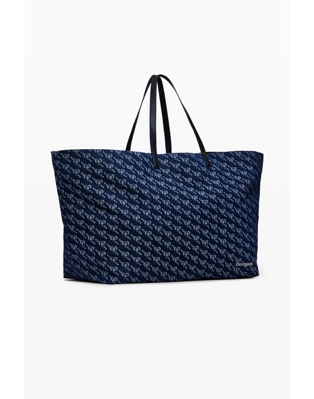 데시구알 데시구알 라지 캔버스 로고 지퍼 쇼퍼백 24WAXA285008 ONE COLOR 네이비 착용컷