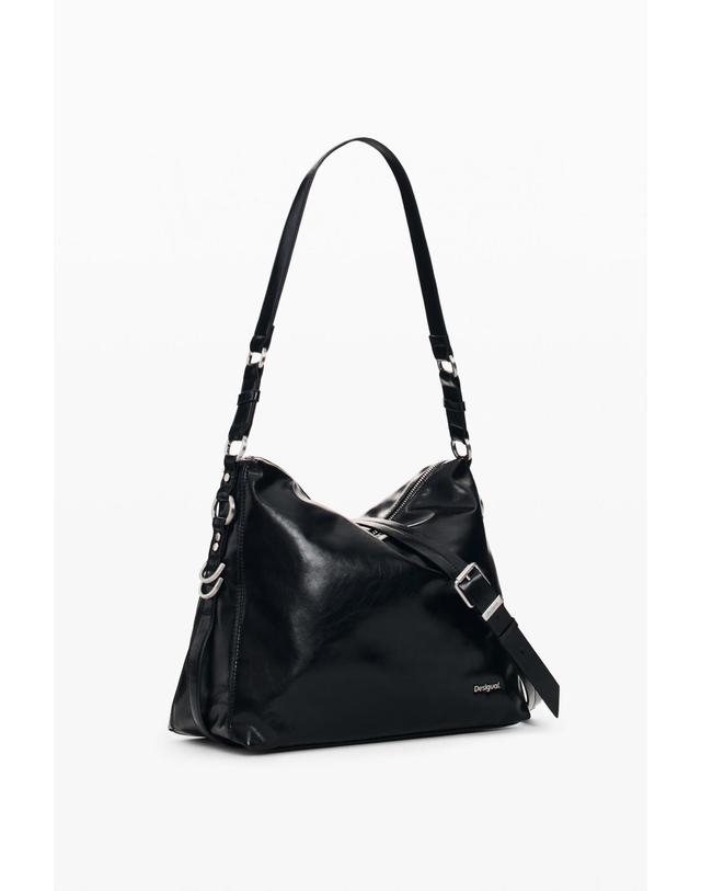 데시구알 데시구알 페이크 레더 지퍼 미디엄 숄더백 26WAXP662000 PLAIN BLACK 블랙 착용컷