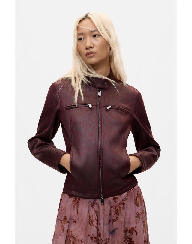 데시구알 데시구알 페이크 레더 바이커 자켓 26WWEW093099 DARK BURGUNDY 레드 착용컷