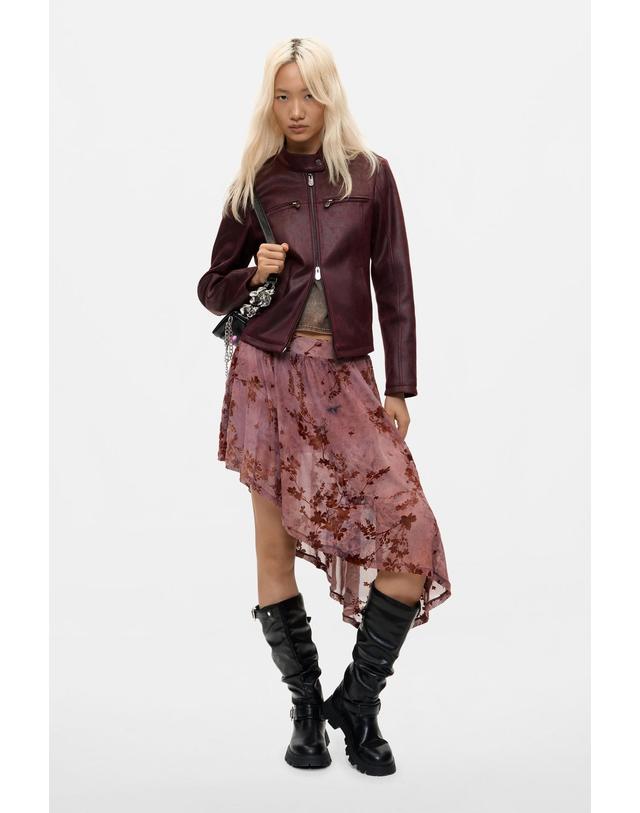 데시구알 데시구알 페이크 레더 바이커 자켓 26WWEW093099 DARK BURGUNDY 레드 착용컷