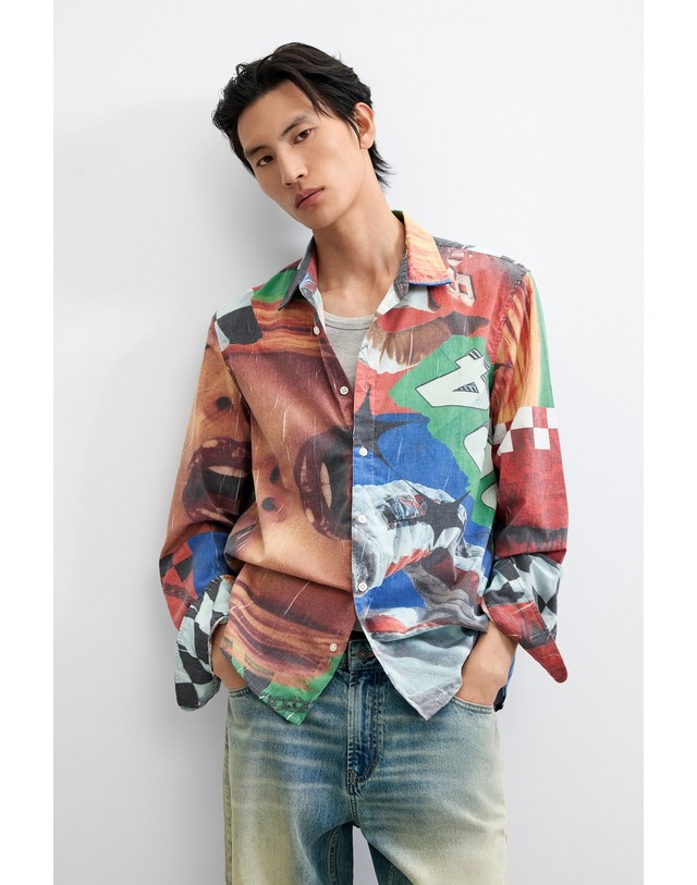 데시구알 데시구알 콜라주 프린트 레귤러핏 긴팔 셔츠 26WMCW153202 ONE COLOR 멀티컬러 착용컷