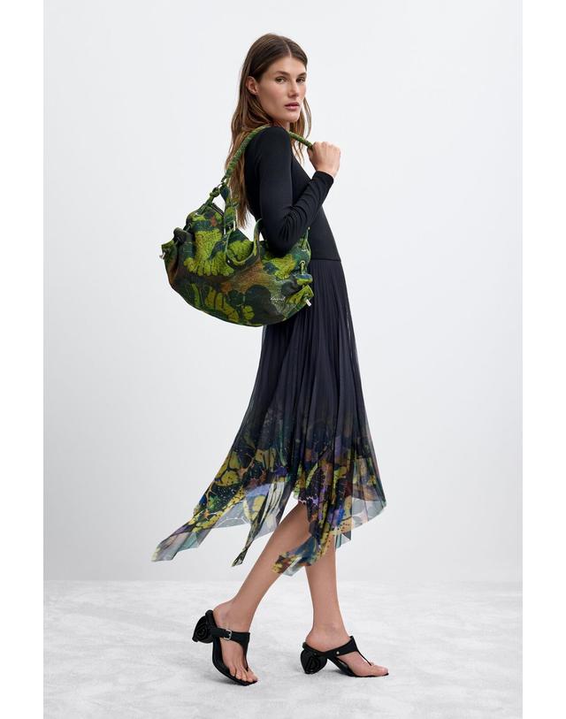 데시구알 데시구알 리프 프린트 프린지 라지 숄더백 26WAXA034025 GREEN AND DARK TONES 그린 착용컷