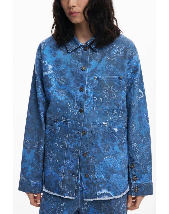 데시구알 데시구알 트러커 페이즐리 프레이드 자켓 25WWEW685002 ONE COLOR 블루 착용컷