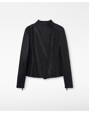 아돌포도밍게즈 레더 이펙트 하이넥 슬림 자켓 275442312142 BLACK