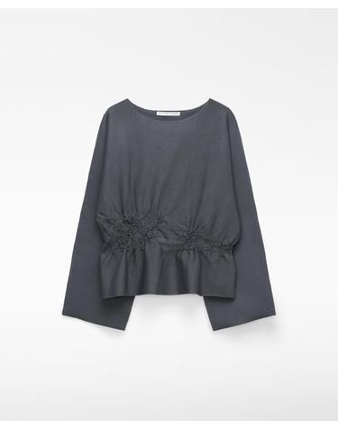 아돌포도밍게즈 그레이 웨이스트 셔링 니트 탑 253131597261 DARK GREY