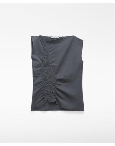 아돌포도밍게즈 비대칭 그레이 민소매 러플 니트 탑 253181634161 DARK GREY