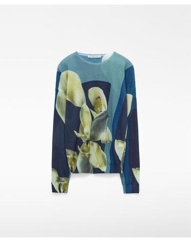 아돌포도밍게즈 플로럴 크루넥 파인 니트 스웨터 253091835162 BLACK/BLUE/GREEN
