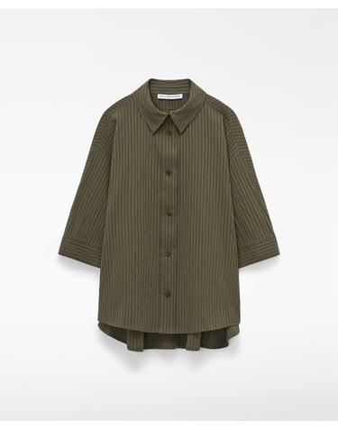 아돌포도밍게즈 스트라이프 시어서커 7부 소매 셔츠 220142746162 GREEN/GREY