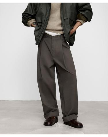 아돌포도밍게즈 플리츠 스트레이트 코튼 팬츠 168101818262 ANTHRACITE GREY