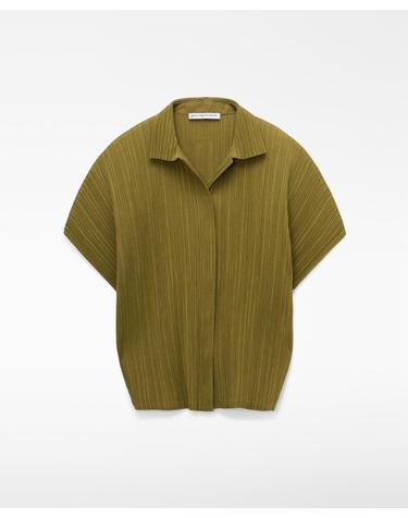 아돌포도밍게즈 크링클 볼륨 소매 반팔 셔츠 220081258262 OLIVE GREEN