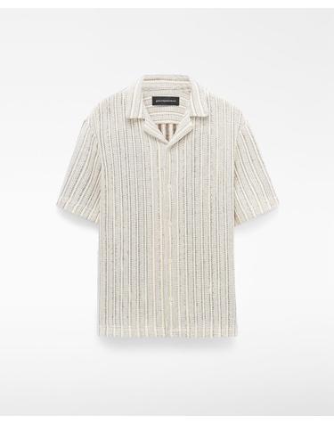아돌포도밍게즈 오픈워크 니트 볼링 칼라 반팔 셔츠 122012078262 TAUPE/BEIGE