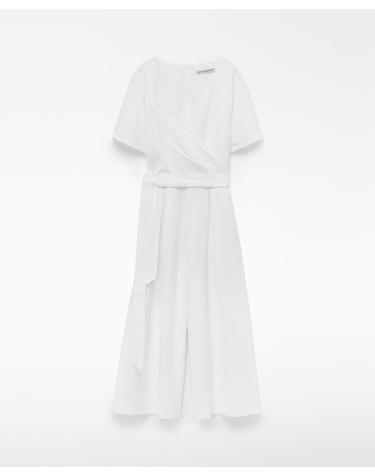 아돌포도밍게즈 린넨 코튼 브이넥 랩 반팔 점프수트 260032868161 WHITE