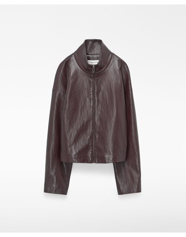 아돌포도밍게즈 밴드칼라 가죽 이펙트 자켓 275041361262 BURGUNDY