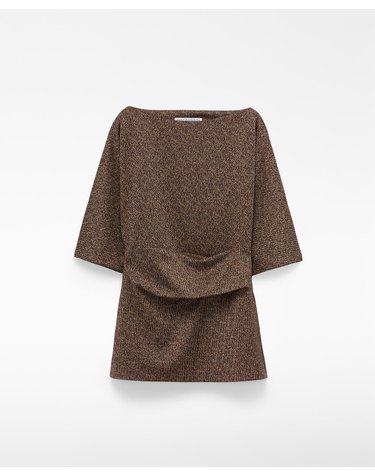 아돌포도밍게즈 멜란지 드레이프 7부 소매 탑 220242910162 MAROON/BROWN