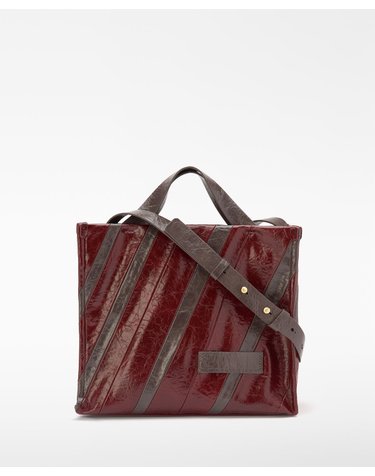 아돌포도밍게즈 패치워크 크래클 미디엄 쇼퍼백 212392433262 MAROON/GREY